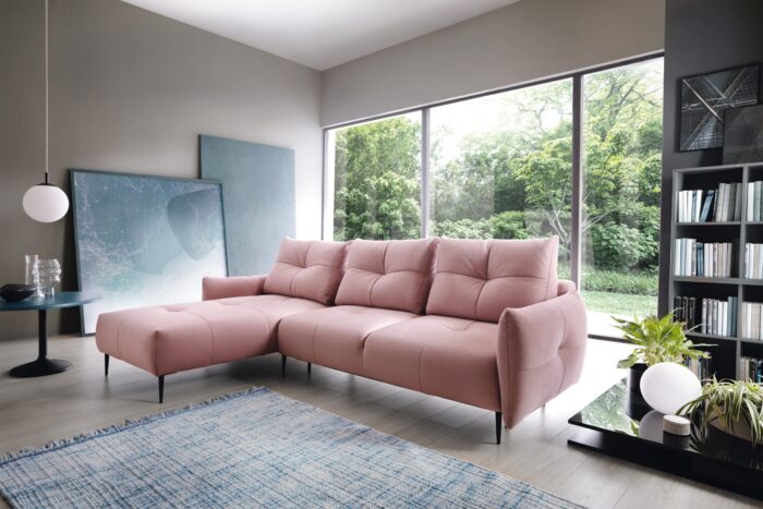 Ecksofa mit schlaffunktion und bettkasten, Desing eckouch SPEZIA stoff Solar