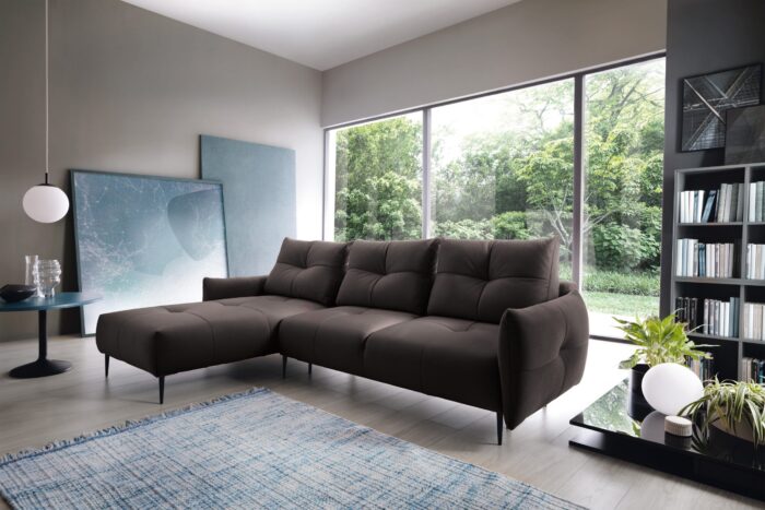 Ecksofa mit schlaffunktion und bettkasten, Desing eckouch SPEZIA stoff Solar