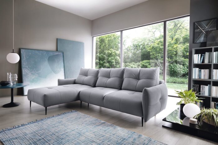 Ecksofa mit schlaffunktion und bettkasten, Desing eckouch SPEZIA stoff Solar