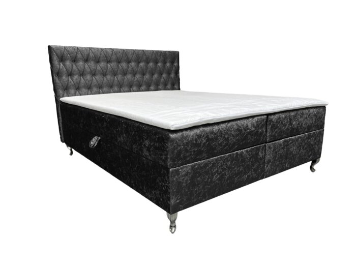 Boxspringbett mit bettkasten und matratze+topper, Schlafzimmerbett GLACIO Schwarz