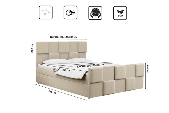 Boxspringbett mit bettkasten matratze topper Zephyr viele Farben