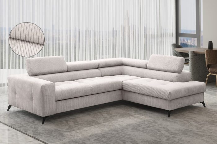 Ecksofa mit schlaffunktion und bettkasten Eckcouch ARCADI Dicker Cord