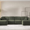 Ecksofa U Medium Eckcouch 379cm, Gestepptes Eckcouch PULA stoff Antic