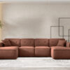 Ecksofa U Medium Eckcouch 379cm, Gestepptes Eckcouch PULA stoff Opera Velvet