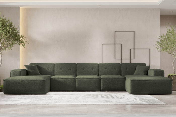 Ecksofa, Eckcouch U Extra Large 462cm, Gestepptes Eckcouch PULA stoff Antic