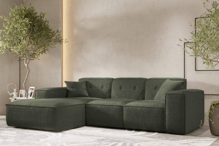 Ecksofa, Eckcouch, Ecksofa L-Form, Gestepptes Eckcouch PULA stoff Antic
