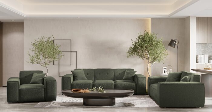 Wohnlandschaft 3+2+1 Sofagarnitur, Gestepptes Sofagarnitur PULA stoff Antic