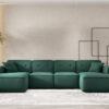 Ecksofa U Medium Eckcouch 379cm, Gestepptes Eckcouch PULA stoff Opera Velvet