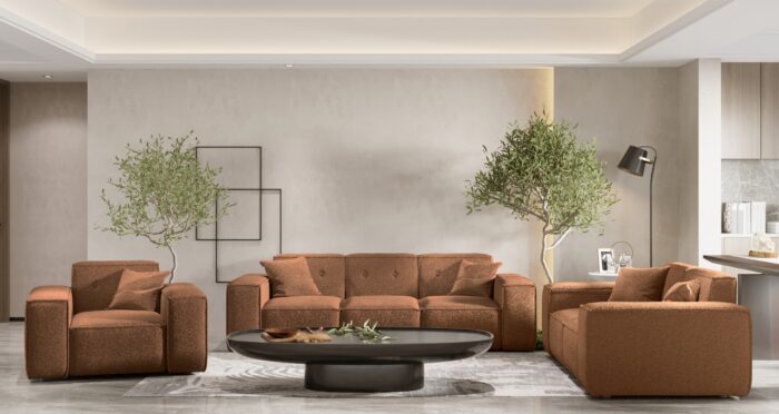 Wohnlandschaft 3+2+1 Sofagarnitur, Gestepptes Sofagarnitur PULA stoff Antic