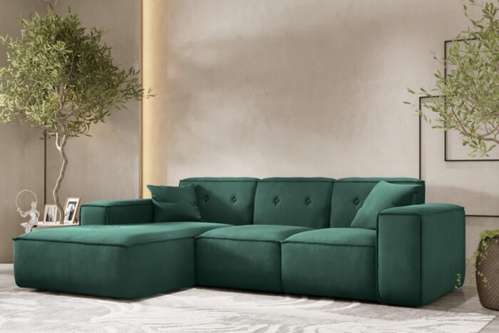Ecksofa Eckcouch, Ecksofa L-form, Gestepptes Eckcouch PULA stoff Opera Velvet
