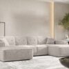 Ecksofa U, Eckcouch 342cm Large Medium, Gestepptes Eckcouch PULA stoff Antic
