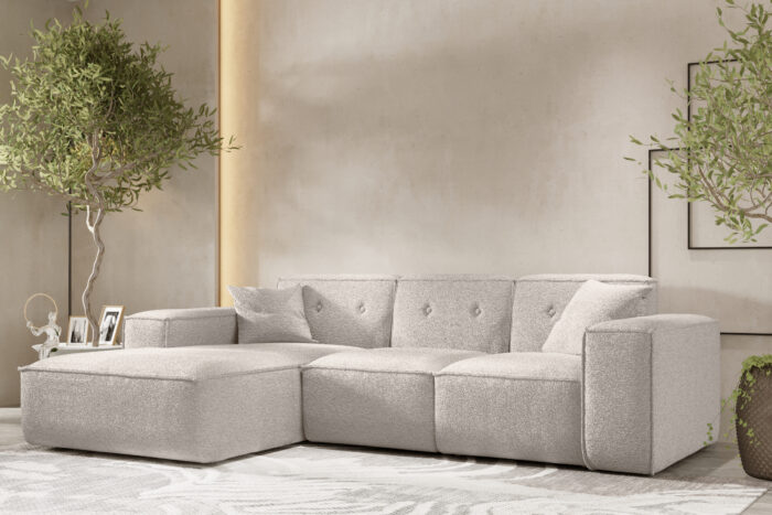 Ecksofa, Eckcouch, Ecksofa L-Form, Gestepptes Eckcouch PULA stoff Antic
