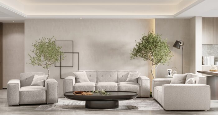 Wohnlandschaft 3+2+1 Sofagarnitur, Gestepptes Sofagarnitur PULA stoff Antic