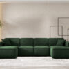 Ecksofa U Medium Eckcouch 379cm, Gestepptes Eckcouch PULA stoff Opera Velvet
