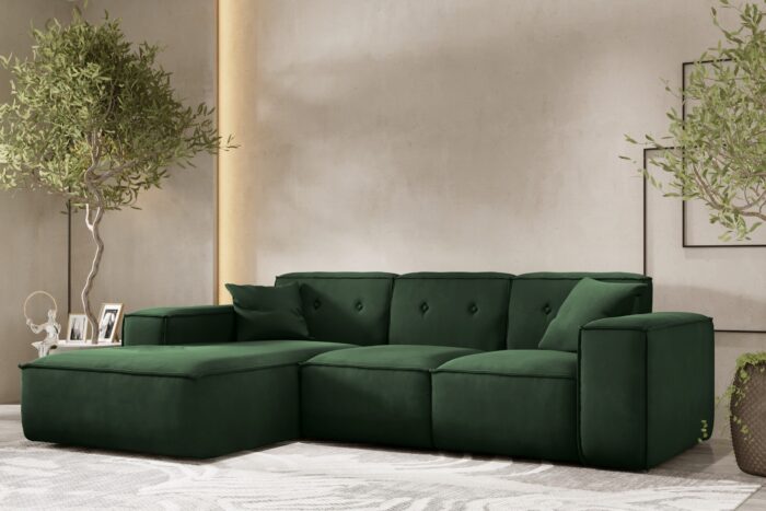 Ecksofa Eckcouch, Ecksofa L-form, Gestepptes Eckcouch PULA stoff Opera Velvet