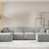 Ecksofa U Medium Eckcouch 379cm, Gestepptes Eckcouch PULA stoff Antic