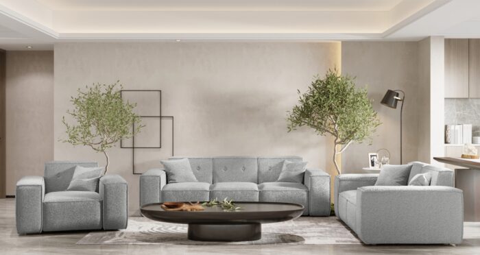 Wohnlandschaft 3+2+1 Sofagarnitur, Gestepptes Sofagarnitur PULA stoff Antic