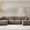 Ecksofa U Medium Eckcouch 379cm, Gestepptes Eckcouch PULA stoff Opera Velvet