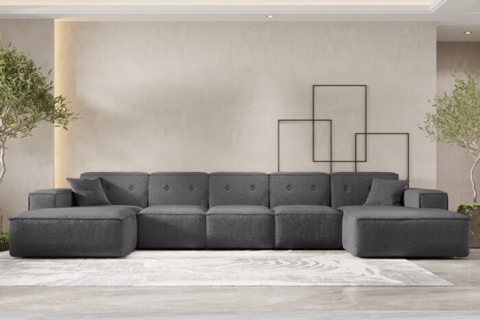 Ecksofa, Eckcouch U Extra Large 462cm, Gestepptes Eckcouch PULA stoff Antic
