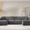 Ecksofa U Medium Eckcouch 379cm, Gestepptes Eckcouch PULA stoff Antic