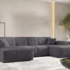 Ecksofa U, Eckcouch 342cm Large Medium, Gestepptes Eckcouch PULA stoff Antic