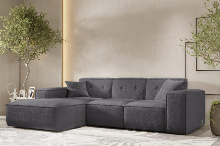 Ecksofa, Eckcouch, Ecksofa L-Form, Gestepptes Eckcouch PULA stoff Antic