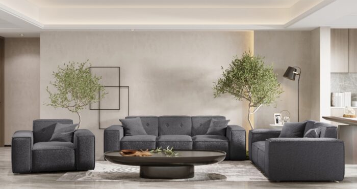 Wohnlandschaft 3+2+1 Sofagarnitur, Gestepptes Sofagarnitur PULA stoff Antic