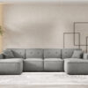 Ecksofa U Medium Eckcouch 379cm, Gestepptes Eckcouch PULA stoff Opera Velvet