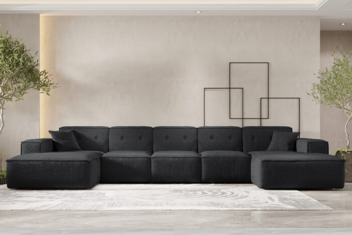 Ecksofa, Eckcouch U Extra Large 462cm, Gestepptes Eckcouch PULA stoff Antic