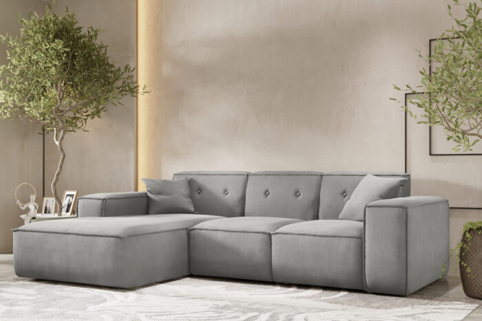 Ecksofa Eckcouch, Ecksofa L-form, Gestepptes Eckcouch PULA stoff Opera Velvet