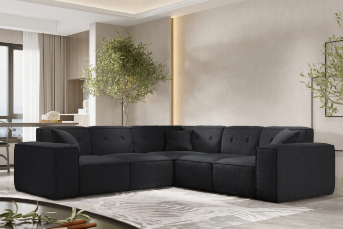 Ecksofa Eckcouch Corner 246cm Gestepptes Eckcouch PULA stoff Antic