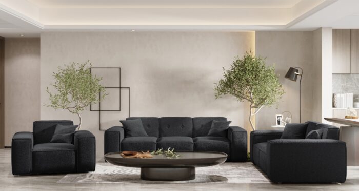 Wohnlandschaft 3+2+1 Sofagarnitur, Gestepptes Sofagarnitur PULA stoff Antic