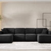 Ecksofa U Medium Eckcouch 379cm, Gestepptes Eckcouch PULA stoff Opera Velvet