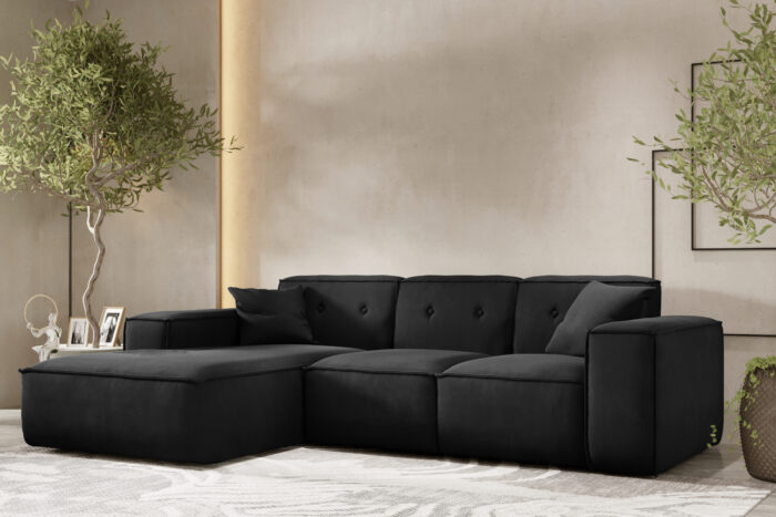 Ecksofa Eckcouch, Ecksofa L-form, Gestepptes Eckcouch PULA stoff Opera Velvet