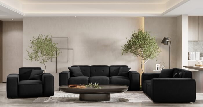 Couchesgarnituren 3+2+1 Sofagarnitur, Gestepptes Sofagarnitur PULA stoff Opera Velvet