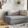 Kindersofa mit schlaffunktion und bettkasten, wachsendes Bett WINNIE Menschen-Grau