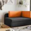 Kinderbett Kindersofa mit schlaffunktion und bettkasten, wachsendes Bett WINNIE Orange-Black
