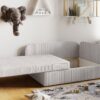 Kinderbett Kindersofa mit schlaffinktion und bettkasten Betty wachsendes Bett Links/Rechts