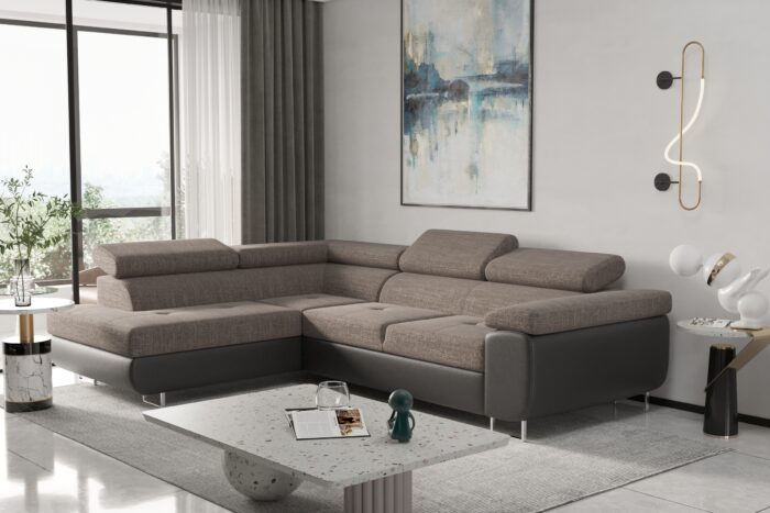 Ecksofa mit schlaffunktion und bettkasten Eckcouch RUDEN verschiedene Farben