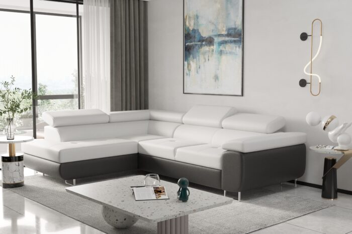 Ecksofa mit schlaffunktion und bettkasten Eckcouch RUDEN verschiedene Farben