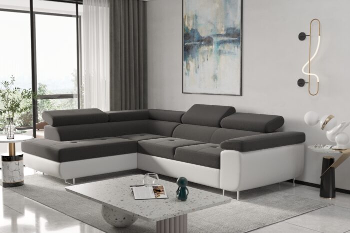 Ecksofa mit schlaffunktion und bettkasten Eckcouch RUDEN verschiedene Farben