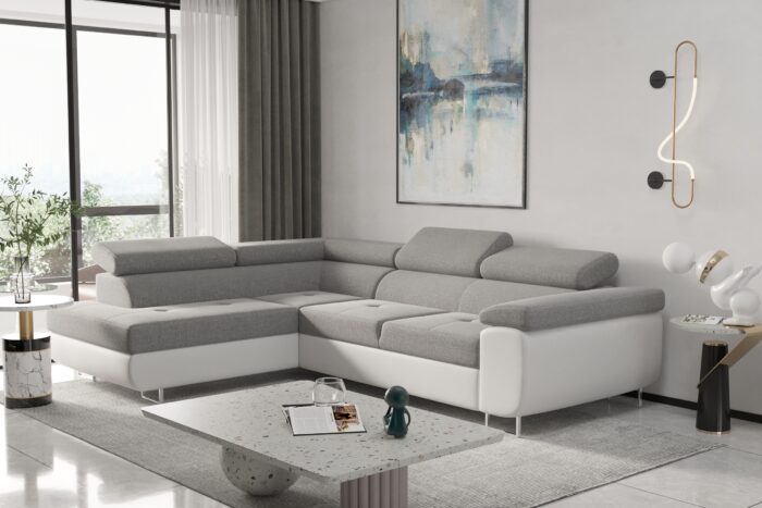 Ecksofa mit schlaffunktion und bettkasten Eckcouch RUDEN verschiedene Farben