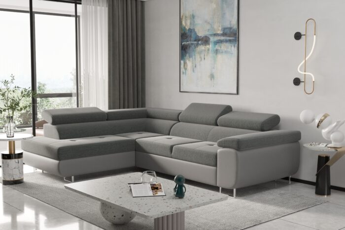 Ecksofa mit schlaffunktion und bettkasten Eckcouch RUDEN verschiedene Farben