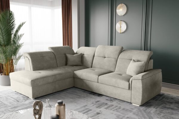 Ecksofa mit schlaffunktion und bettkasten, Schlafsofa, Sofa L Form, Couch L Form BARON stoff Brooklyn