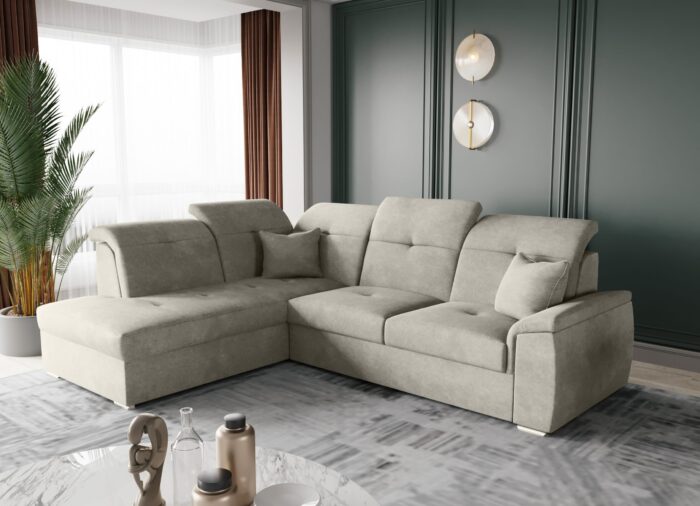 Ecksofa mit schlaffunktion und bettkasten, Schlafsofa, Sofa L Form, Couch L Form BARON stoff Brooklyn
