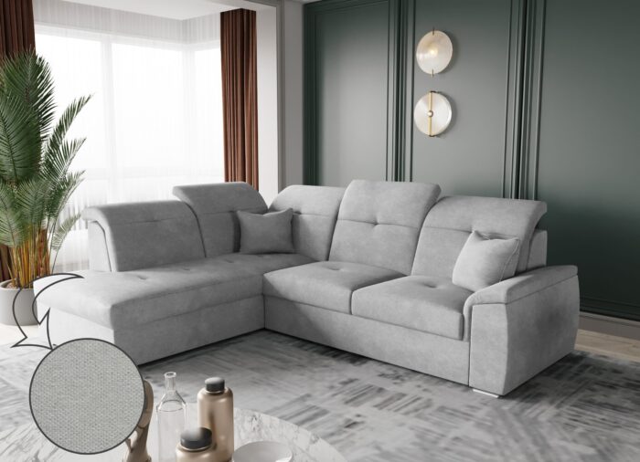 Ecksofa mit schlaffunktion und bettkasten, Schlafsofa, Sofa L Form, Couch L Form BARON stoff Brooklyn