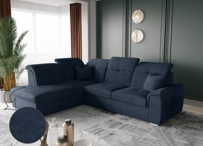 Ecksofa mit schlaffunktion und bettkasten, Schlafsofa, Sofa L Form, Couch L Form BARON stoff Brooklyn
