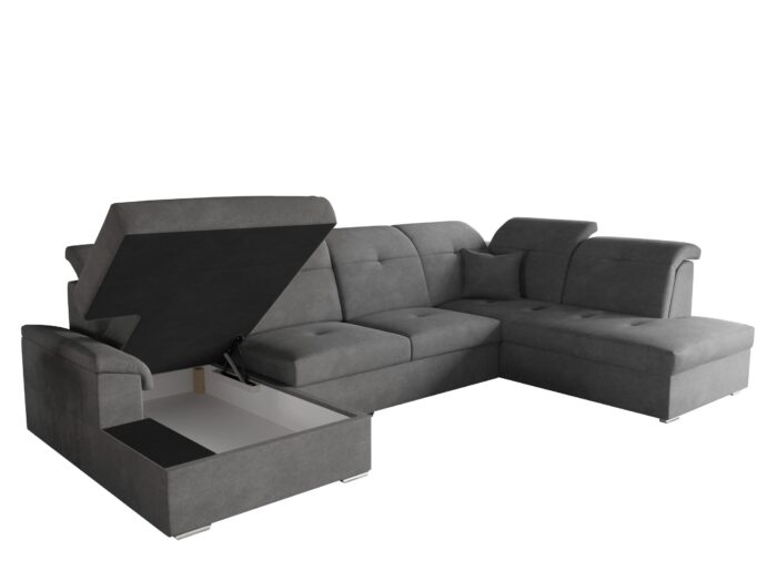 Ecksofa mit schlaffunktion und bettkasten, Schlafsofa, Sofa U Form, Couch U Form BARON stoff Brooklyn