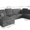 Ecksofa mit schlaffunktion und bettkasten, Schlafsofa, Sofa U Form, Couch U Form BARON stoff Brooklyn