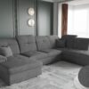 Ecksofa mit schlaffunktion und bettkasten, Schlafsofa, Sofa U Form, Couch U Form BARON stoff Brooklyn